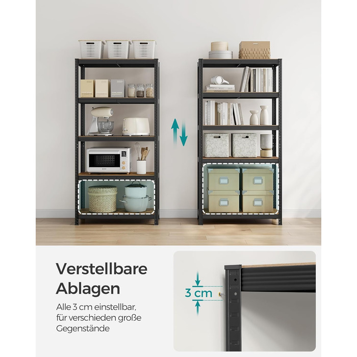 SONGMICS 2-Tier Industrial Bookshelf & Storage Rack - 40 x 90 x 180 cm