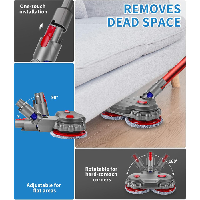 Насадка для миття підлоги Dyson V7/V8/V10/V11/V15, замінні частини, електричний мийник з баком, контейнер та 6 насадок