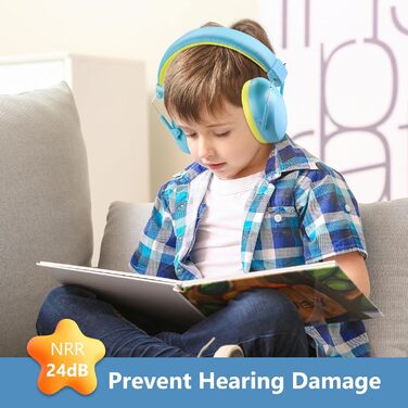 Навушники шумозаглушення для дітей ProCase, блакитні - захист від шуму, NRR 24dB, складна конструкція, регульований наголов'я