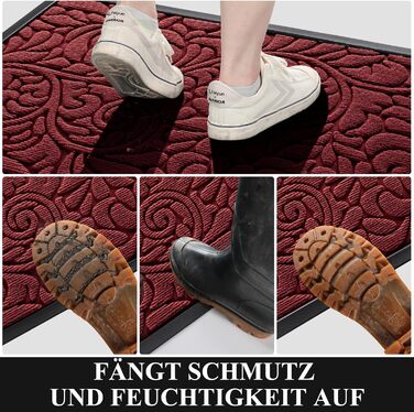 Килимок для дому та вулиці Yimobra, миючий, антиковзаючий, 120x80 см, червоний