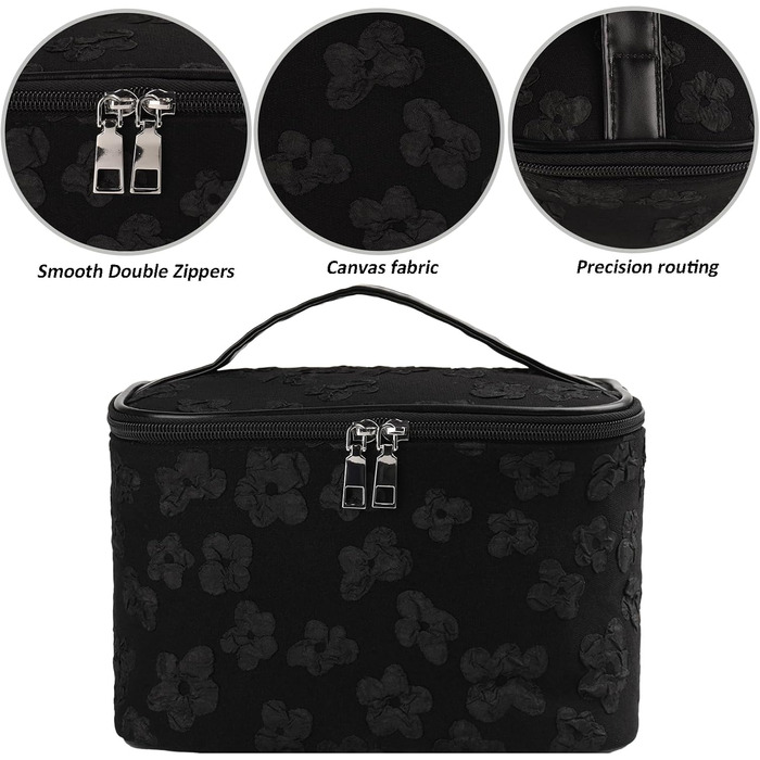 Косметичка для дівчаток та жінок, органайзер для макіяжу, чорна косметичка з відділенням для пензлів - подарунок