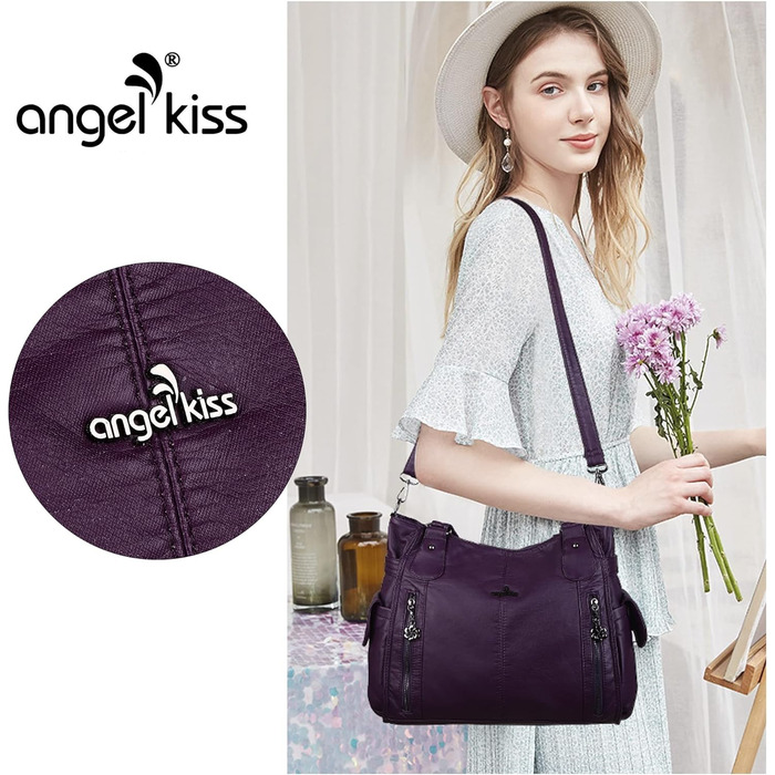 Сумка жіноча ZOCAI AngelKiss через плече, екошкіра, фіолетова - багатофункціональна, водонепроникна