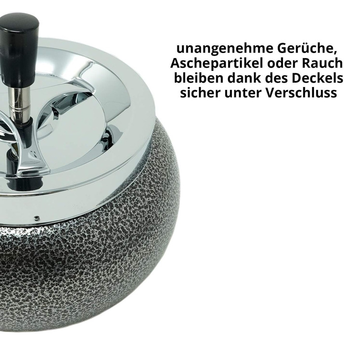 Kogu ashtray for cigarette butts, Jumbo, curved, 17cm (Chrome/Stone Lacquer)