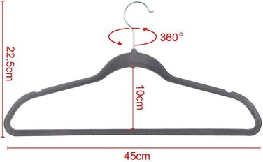 Yaheetech 100-Piece Clothes Hangers Velvet Suit Hangers with Non-Slip Surface, Closet Hangers, Anti-Slip, Space-Saving, 360° Swivel Hook, 0.5cm Thick, Gray