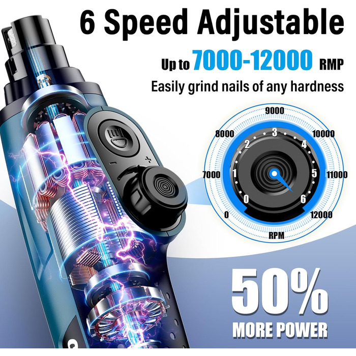 Шліфувальник кігтів для собак Casfuy Smarter Krallenschleifer – 6 режимів, LED-підсвітка, тихий, акумуляторний, для собак та котів