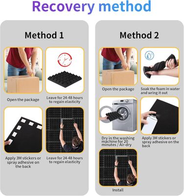 Акустичний поролон для шумоізоляції стін, панелі зі звукопоглинаючого пінопласту високої щільності для студії запису, офісу та танцювального залу, 30x30x5 см, 12 шт.