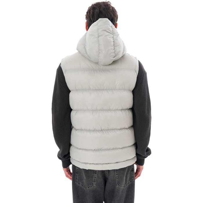 Чоловіча жилетка з пуховиком Premium – м'який матеріал, знімна капюшон (S, Сірий)