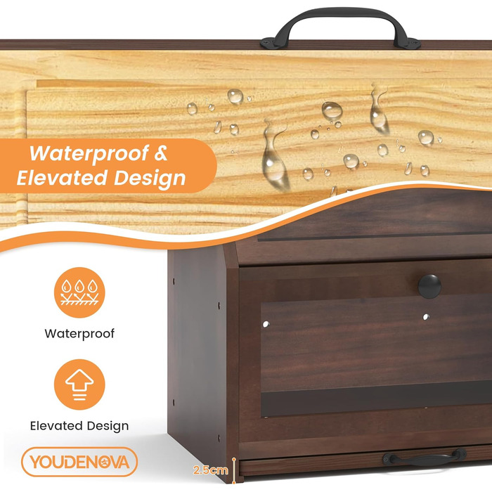 YOUDENOVA Бак для хліба з бамбука Eco, з дощечкою для нарізання, 39x26x32,5 см, коричневий