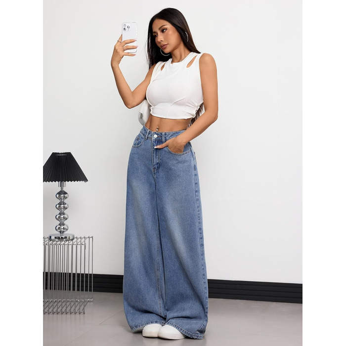 Джинси жіночі кльош Damen Baggy Y2K сині XS (D20)