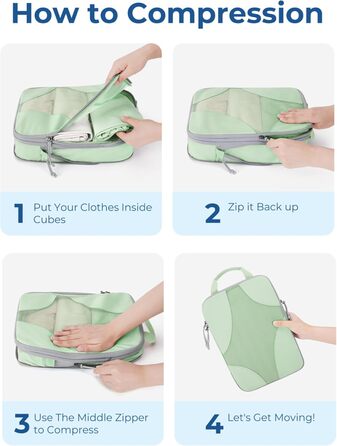 BAGSMART Набір органайзерів для одягу 6 шт. Packtaschen, компресійні кубики для подорожей, мішки для брудної білизни, рюкзак, валіза