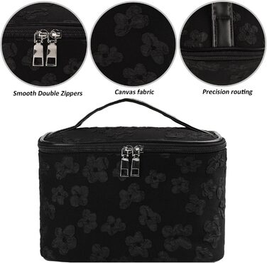Косметичка для дівчаток та жінок, органайзер для макіяжу, чорна косметичка з відділенням для пензлів - подарунок