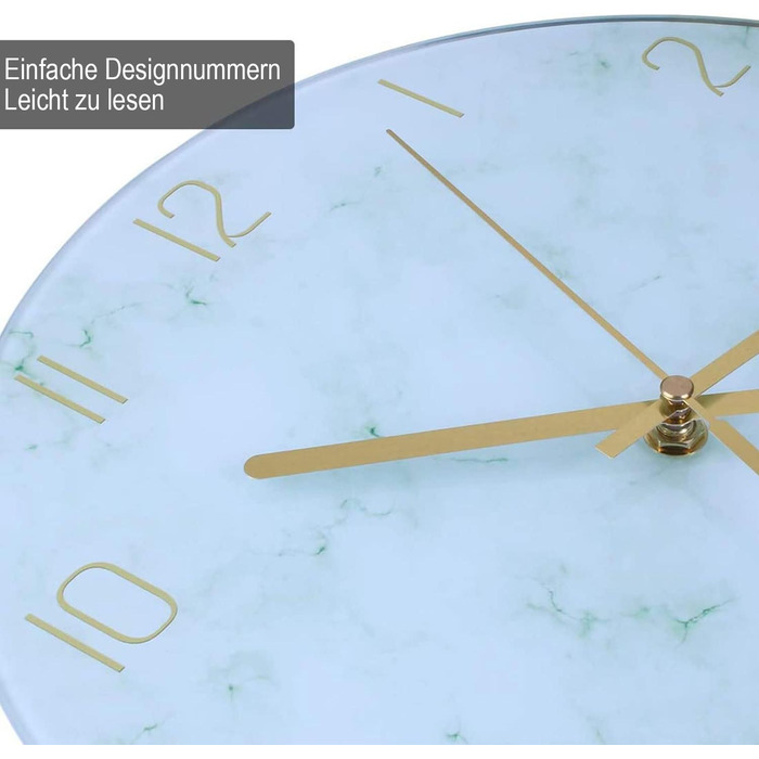 VIKMARI Glass Wall Clock Silent-Non Ticking Wall Clocks - Quality Quartz, Battery-Operated Round 12 Inch (Bracelet Style)