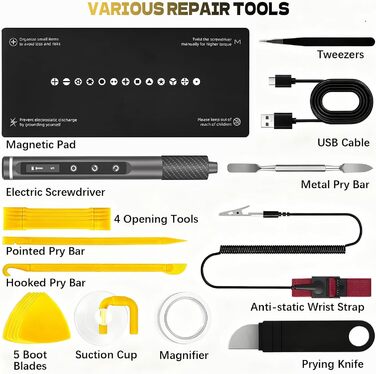 Електрична викрутка Mini 78 в 1 - Набір прецизійних викруток з магнітними Torx, LED дисплеєм та 5 рівнями моменту. Підходить для ноутбуків, окулярів, годинників, ПК