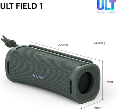 Sony ULT Field 1 Forest Grey - Портативна Bluetooth колонка з глибоким басом, водонепроникна (IP67), 12 год роботи, Forest-Grey