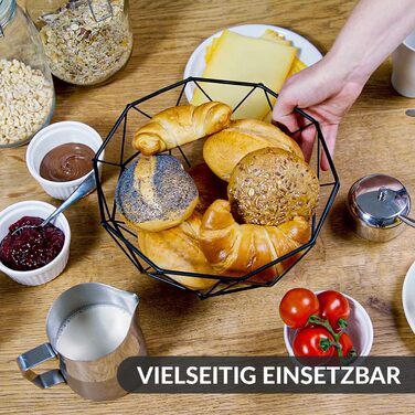 Металева фруктова ваза Chefarone - декоративний фруктовий кошик вінтаж чорного кольору (26x26x12 см)