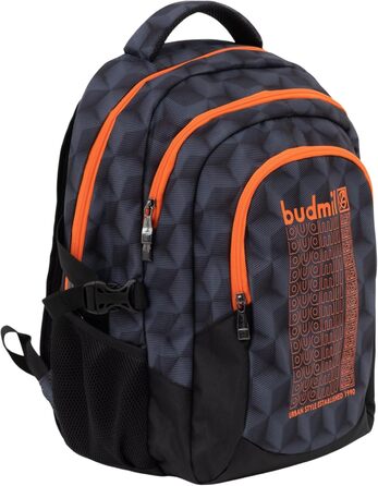 Ергономічний шкільний рюкзак Budmil для хлопчиків та дівчаток 32L - для підлітків та дітей від 5 класу - водонепроникний, з 3 відділеннями та вентильованою спинкою (Edwin Orange)