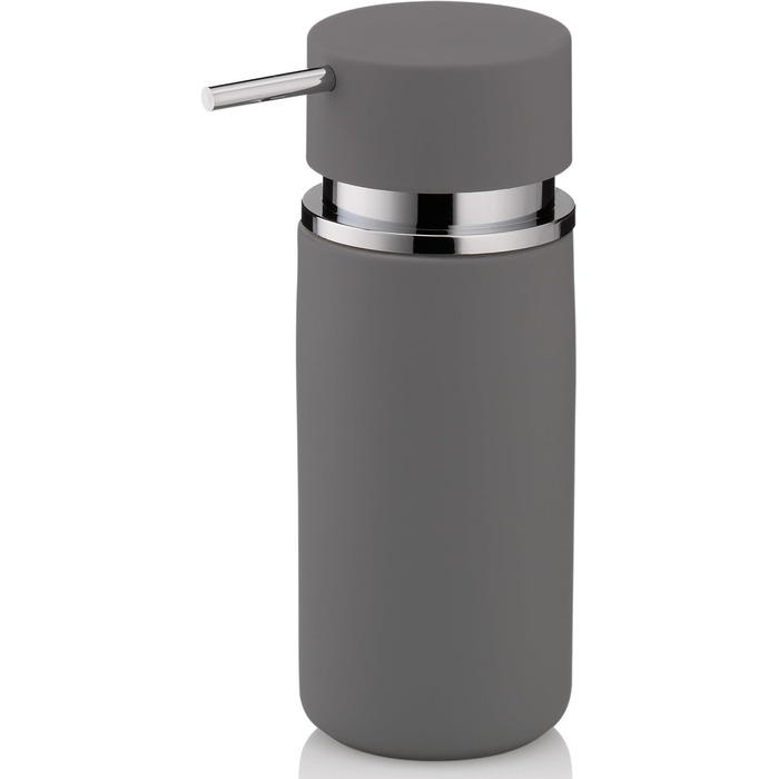 Дозатор мила Kela 300 мл PER, сірий керамічний, антиковзне покриття, помпова пляшка, дозатор миючого засобу, матовий світло-сірий