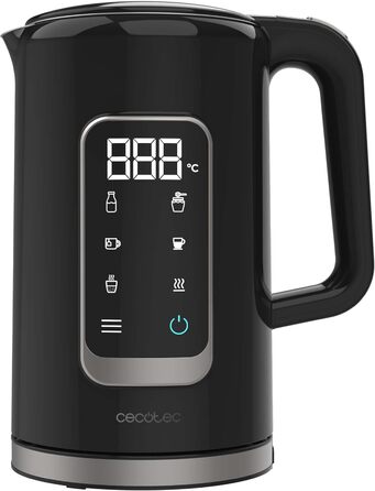 Cecotec Thermosense 500 Touch Electric Kettle - 1.7L, Stainless Steel, 5 Temperature Settings, Touchscreen, 360° Swivel Base