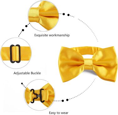 Метелик Alizeal чоловічий однотонний, з підтяжками та нагрудною хусткою (Золото-Жовтий, 132)