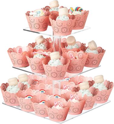 Підставка для тортів на 4 яруси, велика кругла з акрилу 30,5 см, прозора, для вечірки, дня народження, дитячого свята