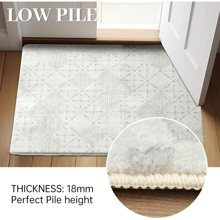 Килим Leesentec для вітальні та спальні: геометричний, антиковзаючий, короткий ворс, бежевий, 80x120 см