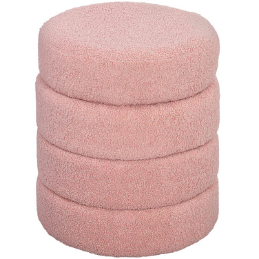 Пуф HOMCOM, круглий, з м'якою оббивкою Teddy Fleece, металевий каркас, витримує до 120 кг, діаметр 40x45 см, рожевий