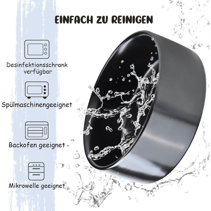 Керамічні годівниці для собак та котів SPUNKYJUNKY з дерев'яною підставкою (400 мл x 2, чорний)