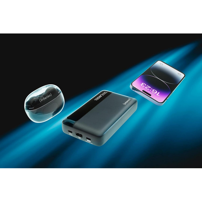 Powerbank Intenso HE20000: акумулятор 20000mAh з Power Delivery 100W, USB-C, сірий-чорний