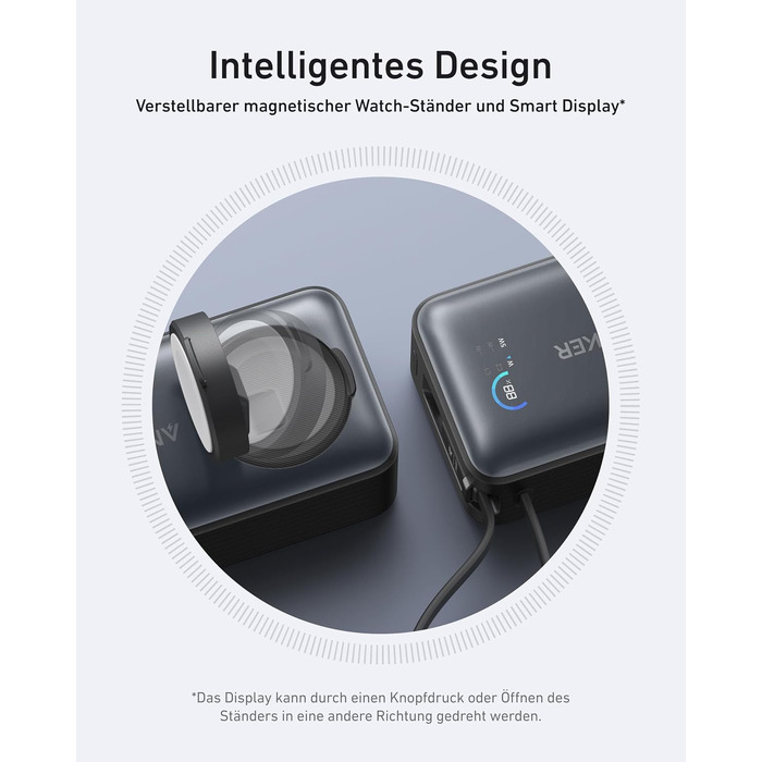 Повербанк Anker MagGo 10000mAh для Apple Watch та iPhone 17/16/15, Samsung, iPad, AirPods, 35W Max, вбудований кабель USB-C, сертифікований, чорний