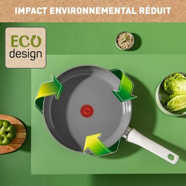 Набір сковорідок Tefal Renew On 3 шт (20/24/28 см) з керамічним покриттям, індукція, екологічні, сірі
