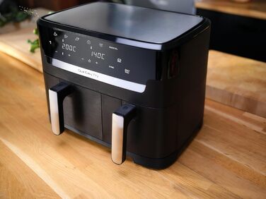 Tefal EY9018 Dual Easy Fry Double Chamber Air Fryer | 5.2/3.1 L Capacity | two independent drawers | 7 automatic programs | energy-saving | Black Dual 8.3L Black