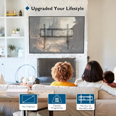 Кріплення для телевізора BONTEC настінне нахилене, 17-86 дюймів, LED/LCD/OLED/Plasma, до 75 кг, VESA 600x400 мм, з рівнем та кабелеутримувачами