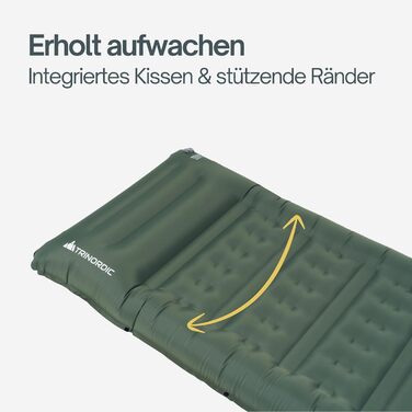 Каремат надувний екстра-товстий 12 см, ширина 70 см з помпою та подушкою для кемпінгу, туризму та велопоходів
