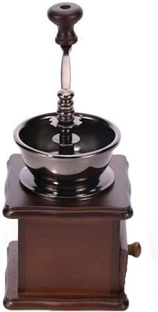 Ручна кавомолка A + kitchen Vintage стиль з керамічним жорном, коричнева, 20 x 9,5 x 16,5 см