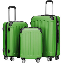 Набір валіз Beibye 2045 з подвійними колесами, 3 шт. Валізи Trolley з жорсткою оболонкою, 20 кольорів (Темно-зелений/Оливковий)