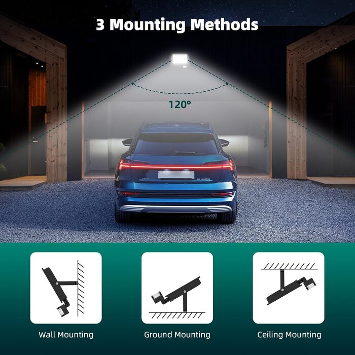 Viugreum 2Pack 150W LED Flood Lights Outdoor with Motion Sensor, 15000LM Outdoor Light, Cold White Spotlight with Remote Control, Floodlight Outdoor Spotlight, IP67 Waterproof, Floodlight with 2 Screws for Garden