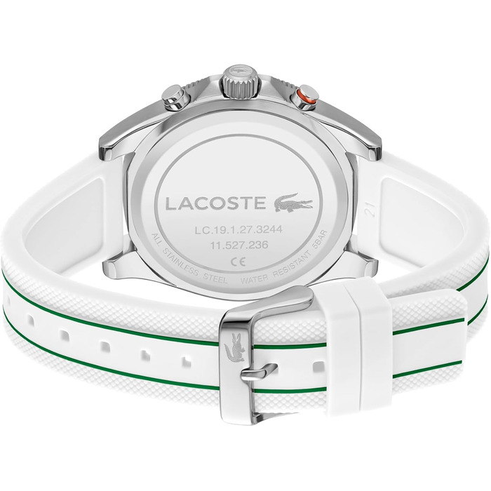 Годинник чоловічий Lacoste Mainsail Chronograph Quartz з білим силіконовим браслетом
