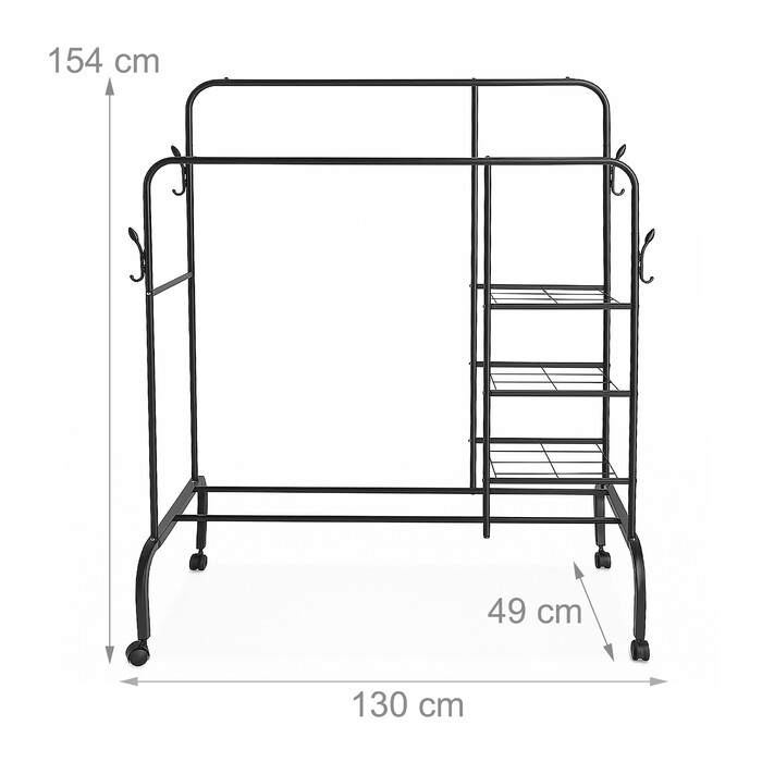 Rolling Clothes Rack with Double Hanging Rod