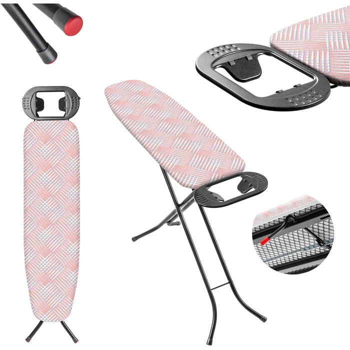 Прасувальна дошка KADAX 110x30 см, складна, з регульованою висотою, для дому, Made in EU (Лососевий)