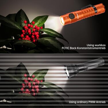 Wurkkos FC11-C LED ліхтарик: 1200 Люмен, USB-C, 90 CRI, 5000K, Магнітний корпус, перезаряджається