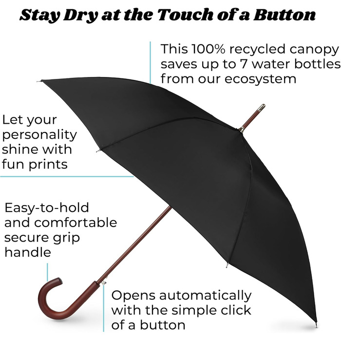 Еко-парасолька Totes з дерев'яною ручкою, чорно-сіро-помаранчевий смугастий дизайн, універсальний розмір