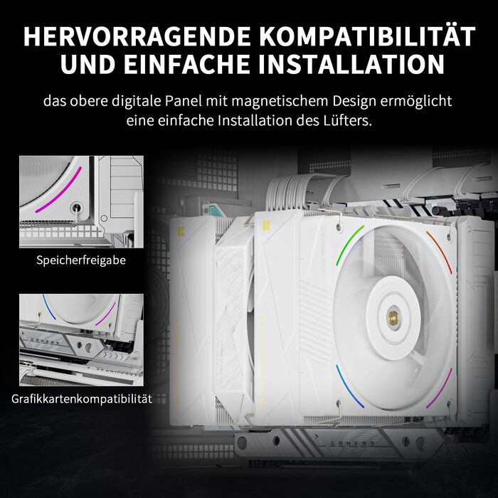Кулер для процесора Thermalright Royal Pretor 130 Ultra White, двовежевий повітряний охолоджувач, 7 теплових трубок, білий, для AM4/AM5, Intel LGA1851/1700/115x/2011
