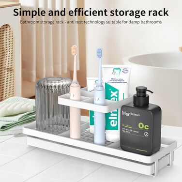 Bathroom Toothbrush Holder, 5 Slots, Carbon Steel, Toothbrush Holder, Electric Toothbrush & Toothpaste, Bathroom Countertop Accessory, Shower, Black