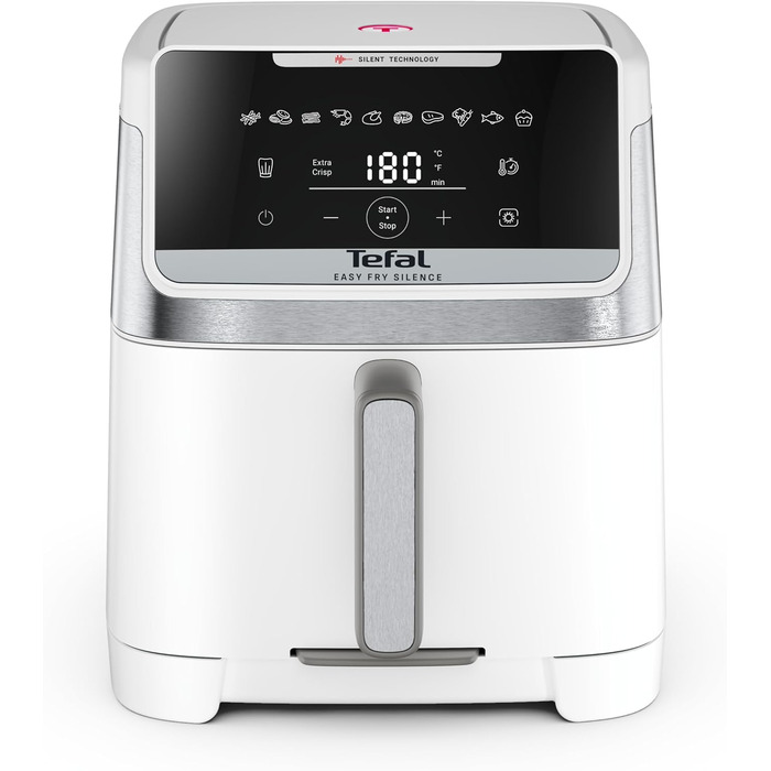 Фритюрниця Tefal Easy Fry Silence 7л, біла - аерофритюрниця з тихим режимом, 10 програм, до 8 порцій EY8421E0