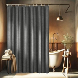 Текстильна штора для ванни, сіра, 180x180 см, на кільцях