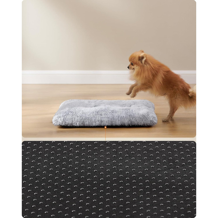 Крісло-лежанка для собак Feandrea, м'яке, 65 x 45 см, плюшеве, машинне прання, багатофункціональне, Ombré Grey