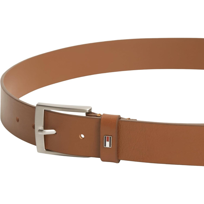 Шкіряний чоловічий ремінь Tommy Hilfiger Adan, 3.5 см, коричневий (коньячний)
