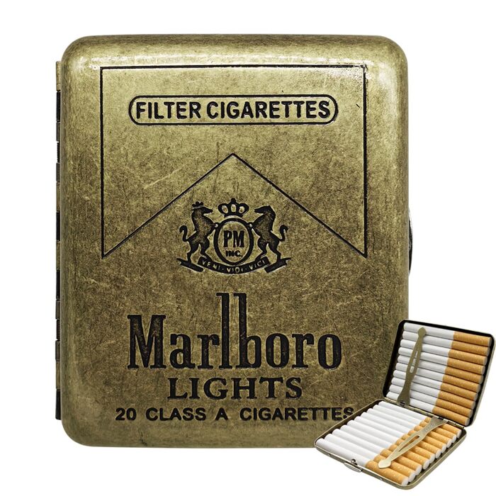 Металеве етажерка для сигарет на 20 штук, сімейний дизайн, нержавіюча сталь, підходить для чоловіків та жінок, 2 шт. (1 шт. Marlboro)