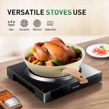 Набір посуду MAISON ARTS 12 предметів: каструлі та сковороди з антипригарним покриттям, гранітне покриття, для індукції, плити, бежевий