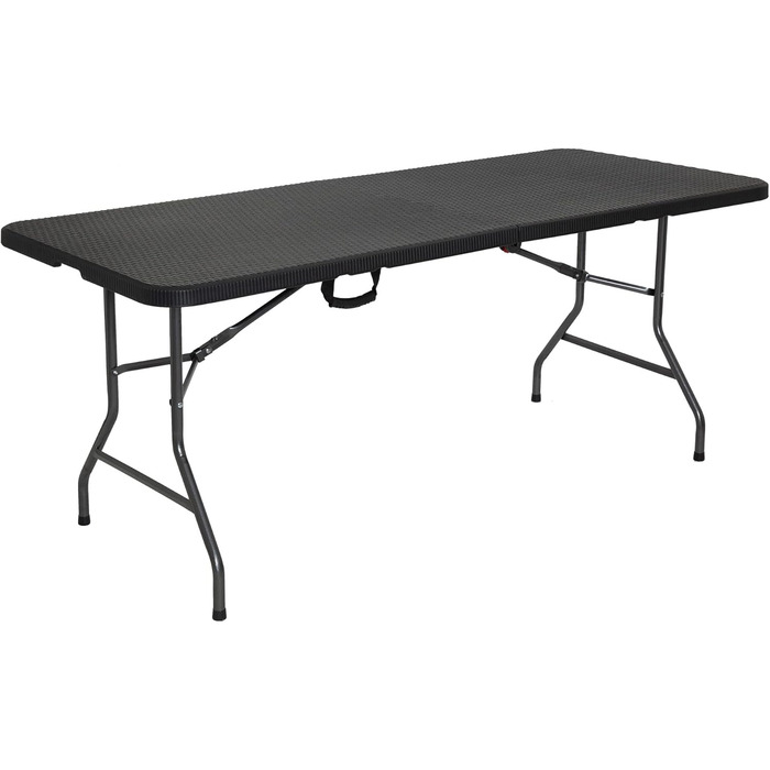 Складаний садовий стіл Arebos Buffettisch 182x74x74 см, чорний | для 8 осіб | з ручкою для перенесення | стіл для вечірок та кемпінгу